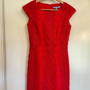Antonio Melani Crochet Lace Sheath + Red + Women’s US 0